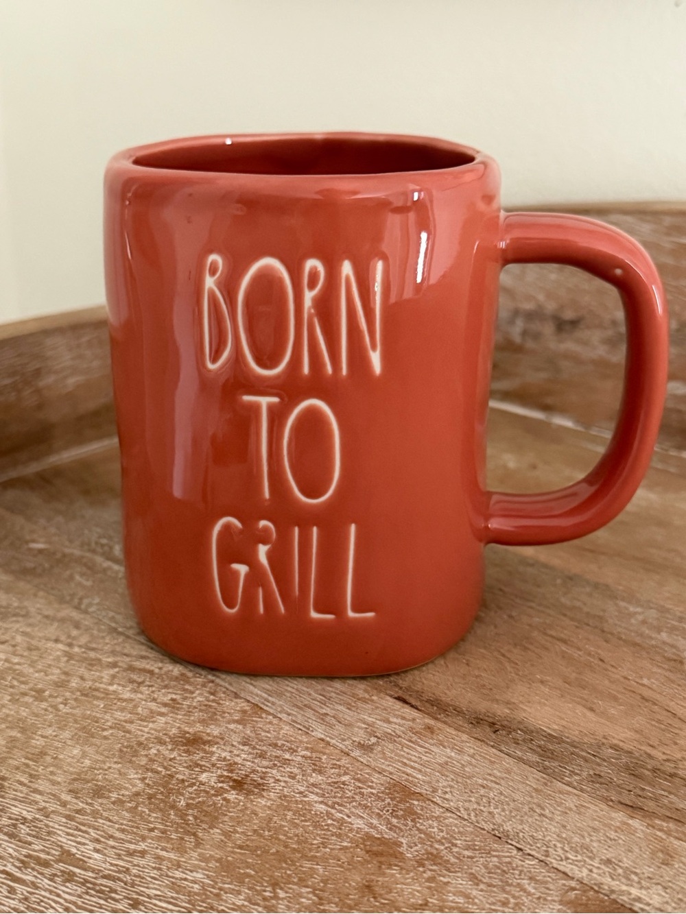 Rae Dunn mug (Born to grill ) artisan collection by magenta 5 inches tall.